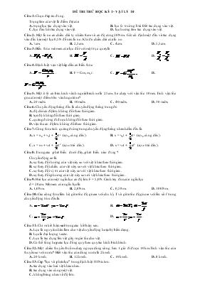 Đề thi thử học kỳ 1 - Vật lý 10